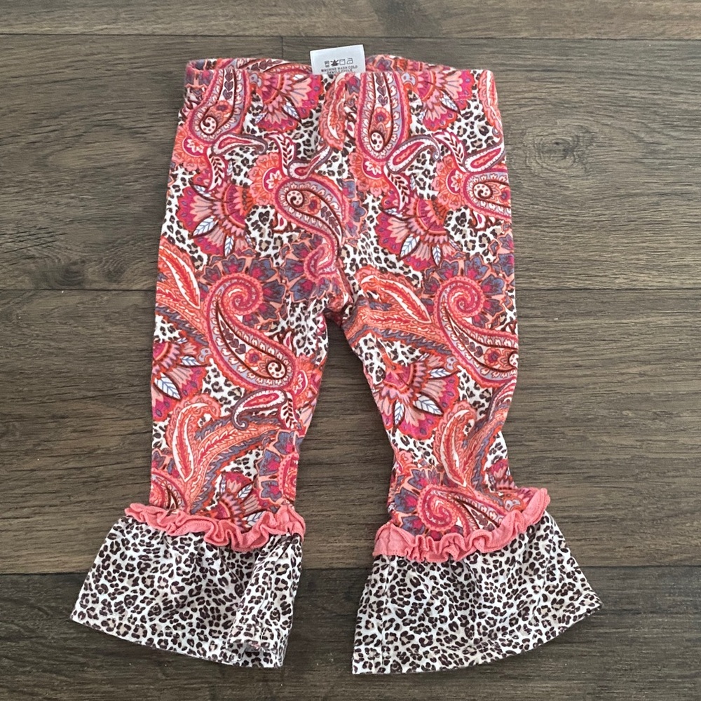 Jessica Pink and Brown Paisley Kids Leggings